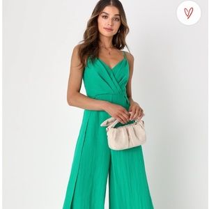 Island Dreaming Green Flyaway Wide-Leg Jumpsuit (Lulu's)